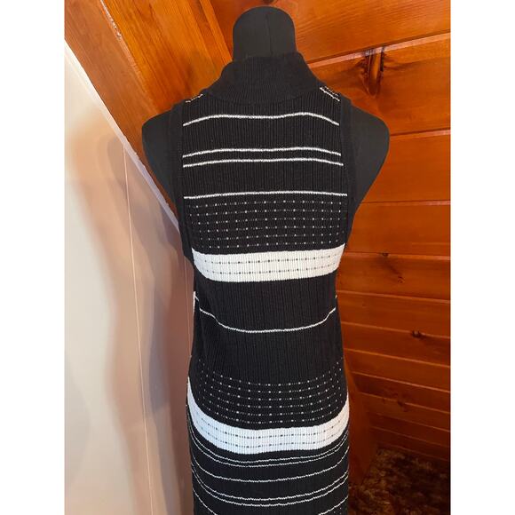 Anthropologie Midi Knit Dress Wrap Style Mock Neck Striped Sweater Dress sz M - Picture 6 of 8